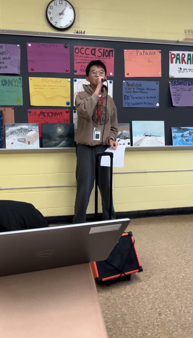 Shawn performing Submerged Under Snow in class