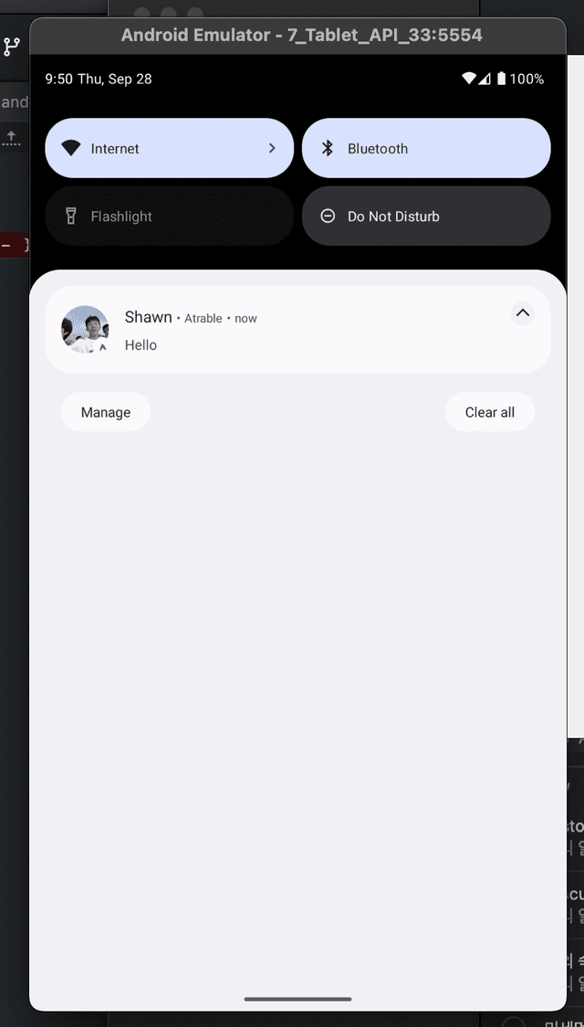 Screenshot of Android chat notification