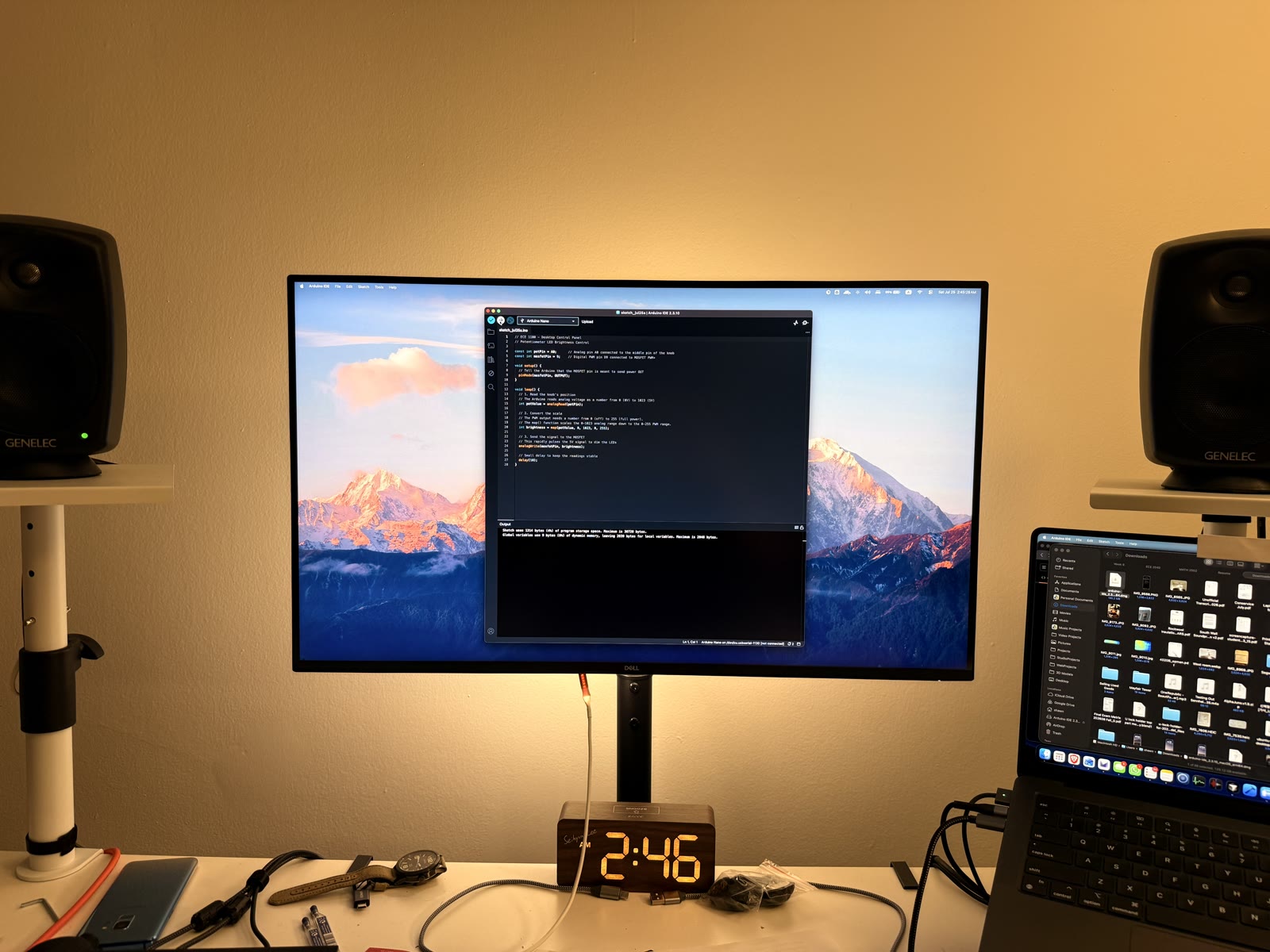 Warm LED strip glowing behind a monitor